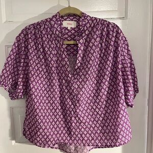 Xirena Purple Floral Patterned Blouse 100% Cotton